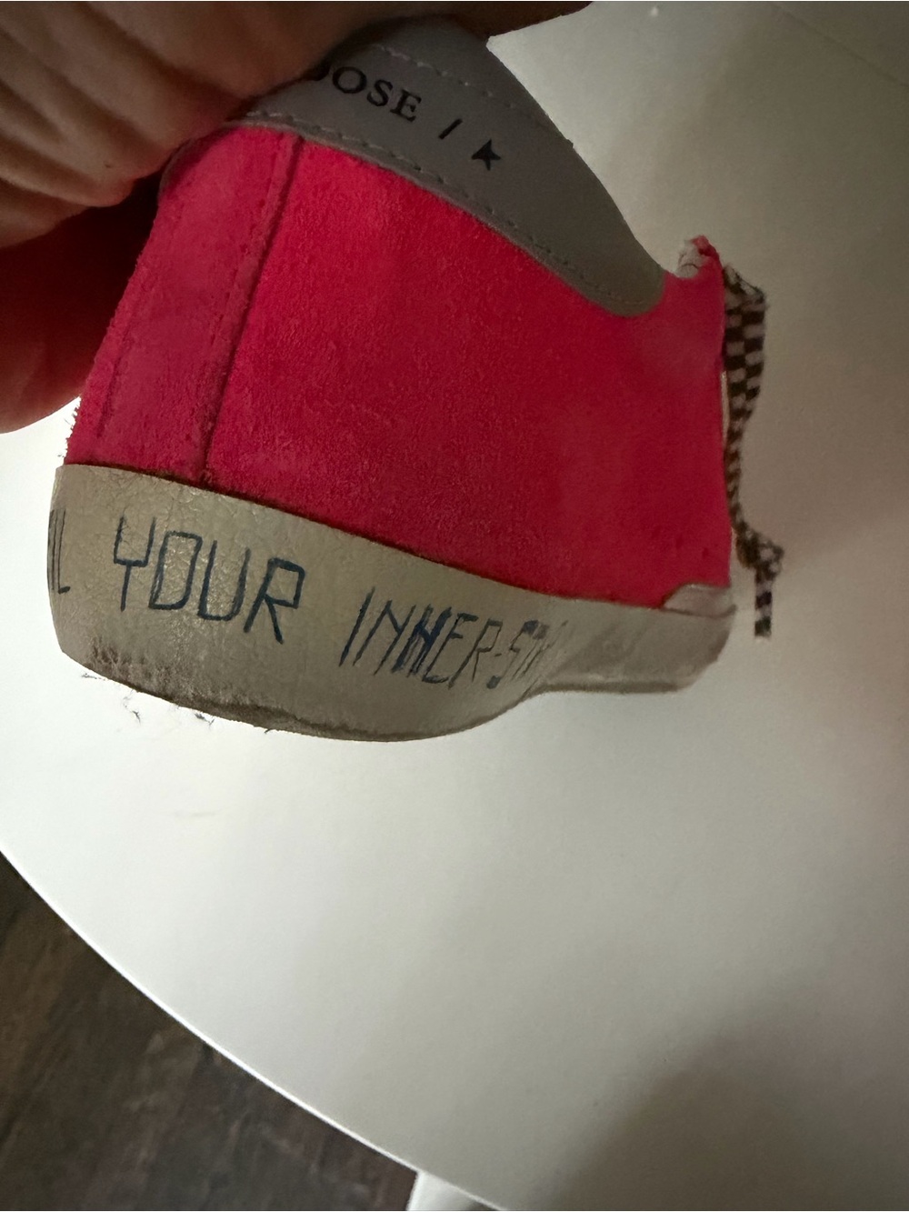 Golden Goose Hot Pink Suede Low-Top Sneakers with Grey Heel Tab - Picture 7 of 10